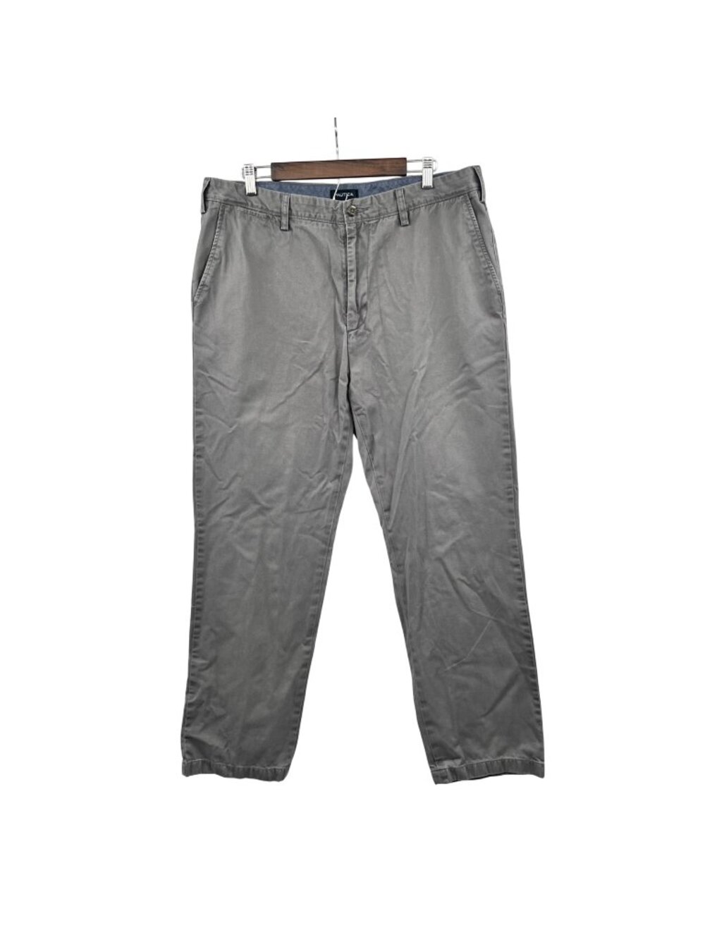 Nautica Mens Deck Pants Classic Fit Gray Chino Size 38x32